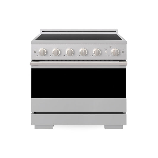 ZLINE 36 in. 5.2 cu. ft. Marino Induction Range with 5 Element Cooktop and Electric Convection Oven in Stainless Steel (MINR36) main image.