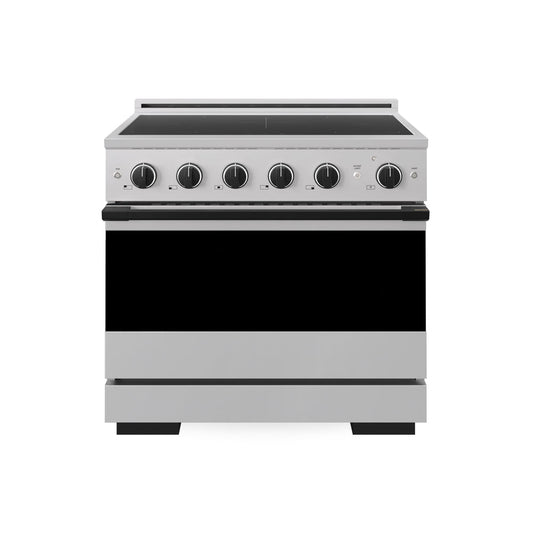 ZLINE Autograph Edition 36 in. 5.2 cu. ft. Marino Induction Range with 5 Element Cooktop and Electric Convection Oven in Stainless Steel with Matte Black Accents (MINRZ-36-MB) main image.