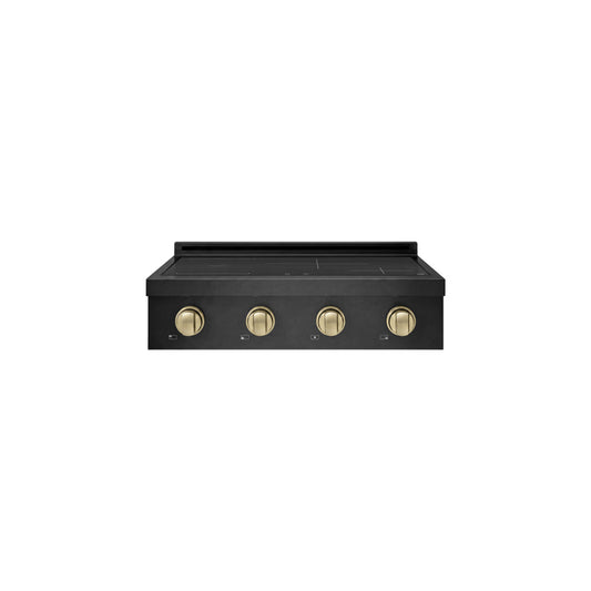 ZLINE Autograph Edition 30 in. Paramount Induction Rangetop with 4 Element Cooktop in Black Stainless Steel and Champagne Bronze Accents (SINRTBZ-30-CB) main image.