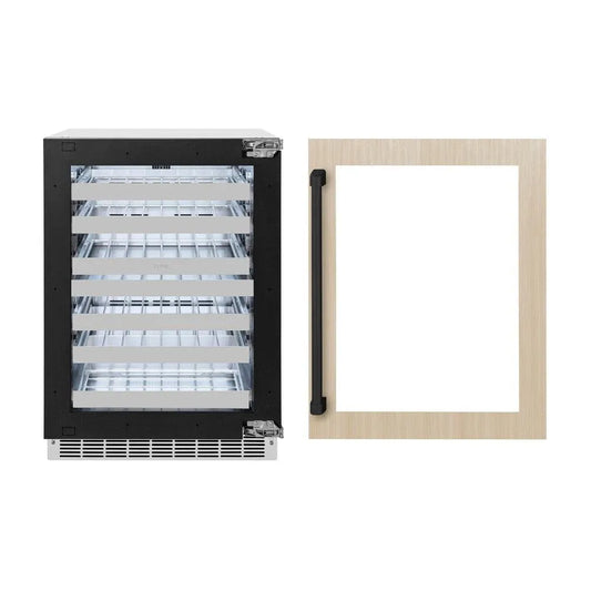 ZLINE Autograph Edition 24 in. Touchstone Dual Zone 44 Bottle Wine Cooler With Panel Ready Glass Door And Matte Black Handle (RWDPOZ-24-MB) main image.