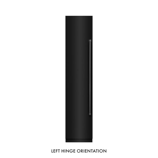 ZLINE 18 in. 8.6 cu. ft. Left Hinge Column Freezer in Black Stainless Steel with Graphite Gray Interior (RCFVL-BS-18) front, closed.