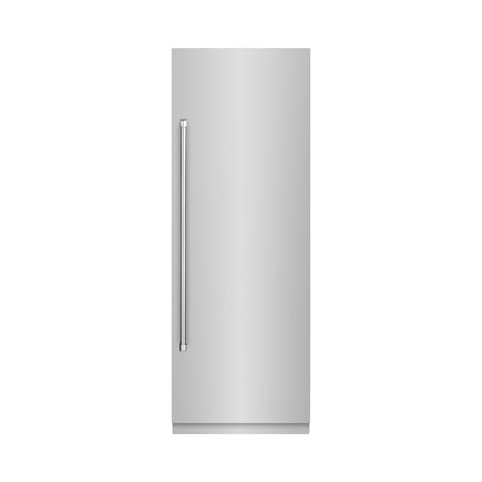 ZLINE 30 in. 16.7 cu. ft. Column Refrigerator in Stainless Steel with Graphite Gray Interior (RCRV-304-30) front, closed.
