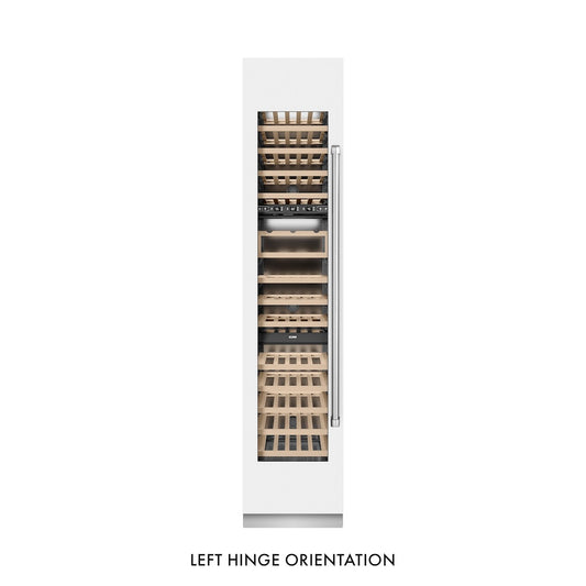 ZLINE 18 in. 9.0 cu. ft. Triple Zone 68 Bottle Left Hinge Column Wine Cooler in White Matte (RCWVL-WM-18) front, closed.