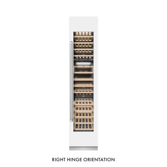 ZLINE 18 in. 9.0 cu. ft. Triple Zone 68 Bottle Right Hinge Column Wine Cooler in White Matte (RCWVR-WM-18) front, closed.