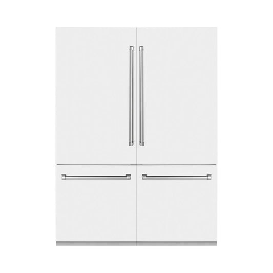 ZLINE 60 in. 32.2 cu. ft. Built-In 4-Door French Door Refrigerator with Internal Water and Ice Dispenser in White Matte (RBIV-WM-60)
