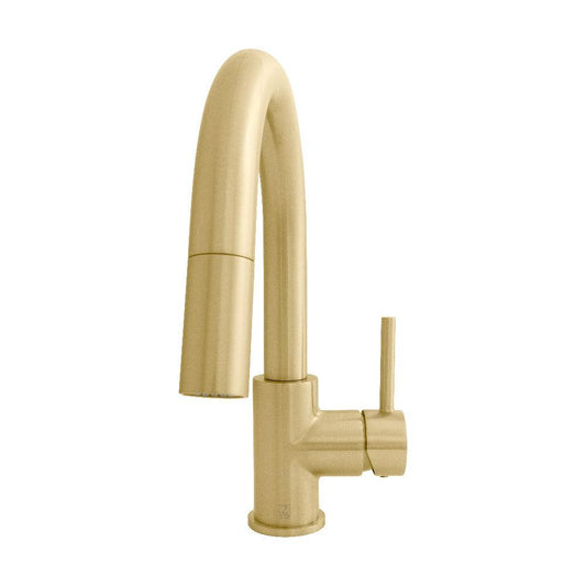 ZLINE Dante Pull Down Single Handle Kitchen Faucet in Champagne Bronze (DNT-KF-CB) front.