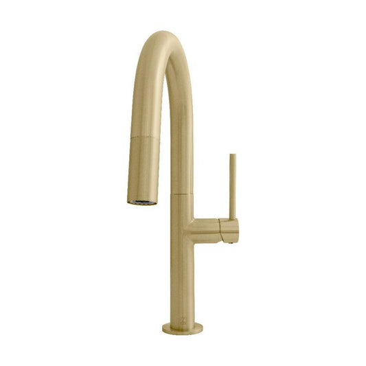 ZLINE Voltaire Pull Down Single Handle Kitchen Faucet in Champagne Bronze (VLT-KF-CB) front.