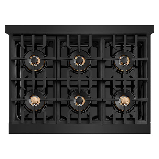 ZLINE 36 in. Classic Gas Rangetop with 6 Burner DuoPro™ Cooktop in Black Stainless Steel (PCRTB-36)