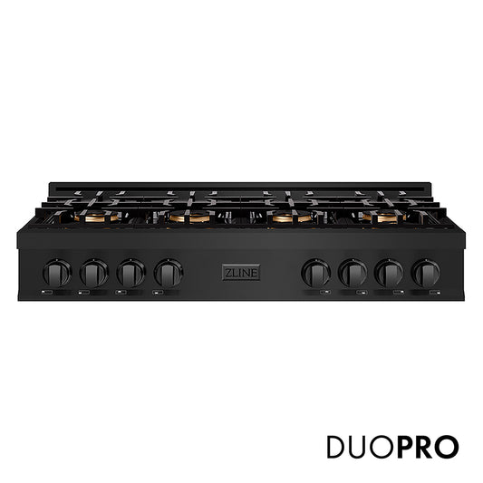ZLINE 48 in. Classic Gas Rangetop with 8 Burner DuoPro™ Cooktop in Black Stainless Steel (PCRTB-48)