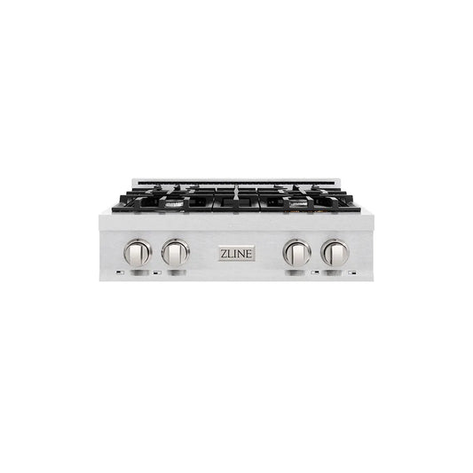 ZLINE 30 in. Classic Gas Rangetop with 4 Burners and Porcelain Cooktop in Satin Stainless Steel (RTS-30) main image.