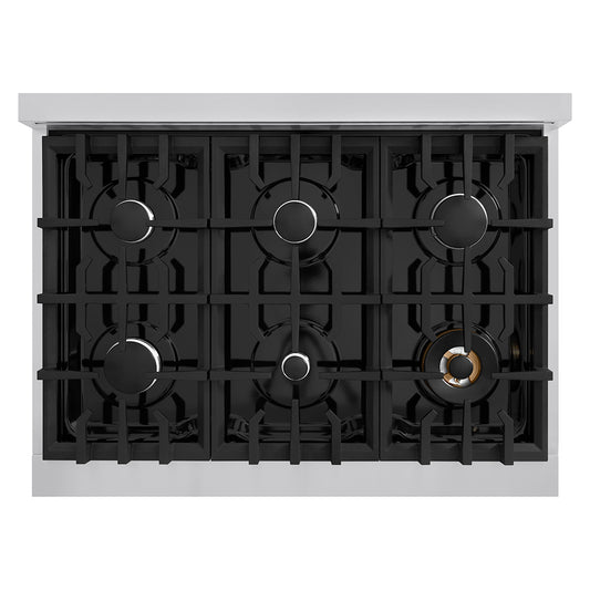 ZLINE 36 in. Classic Gas Rangetop with 6 Burners and Porcelain Cooktop in Stainless Steel (RT36)