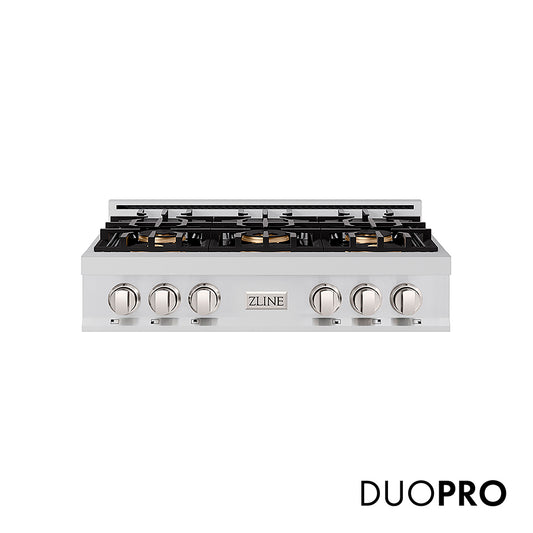 ZLINE 36 in. Classic Gas Rangetop with 6 Burner DuoPro™ Cooktop in Stainless Steel (PCRT36)
