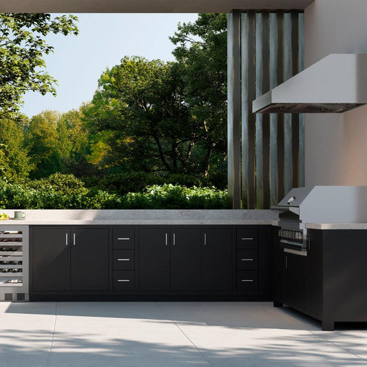 ZLINE 42 in. Under Cabinet Outdoor Grill Hood (GOU1-42) in a luxury outdoor kitchen.