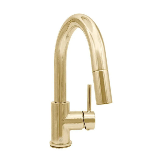 ZLINE Autograph Edition Dante Pull Down Single Handle Kitchen Faucet in Polished Gold (DNT-KF-PG) main image.