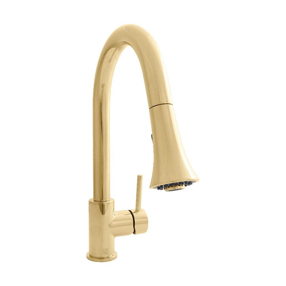 Edison Pull Down Kitchen Faucet in Polished Gold (EDS-KF-PG