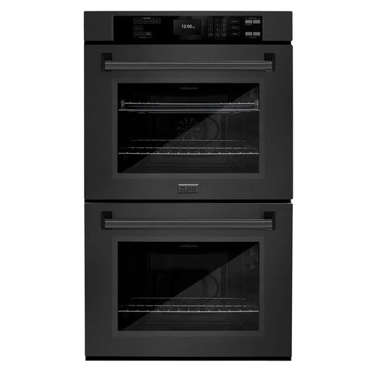 ZLINE 30 in. Professional True Convection Double Wall Oven with Air Fry and Self Clean in Black Stainless Steel (WADB-30) main image.