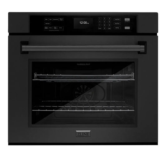 ZLINE 30 in. Professional True Convection Single Wall Oven with Air Fry and Self Clean in Black Stainless Steel (WASB-30) main image.