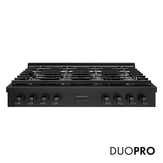 ZLINE 48 in. Paramount Gas Rangetop with 8 Burner DuoPro™ Cooktop in Black Stainless Steel (PSRTB-48)