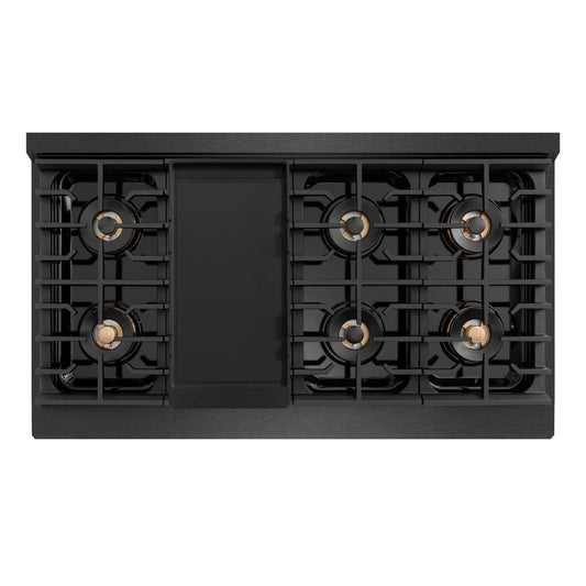 ZLINE 48 in. 6.7 cu. ft. Paramount Dual Fuel Range with 8 Burner DuoPro™ Cooktop and Dual Ovens in Black Satin Stainless Steel (PSDRBS-48)