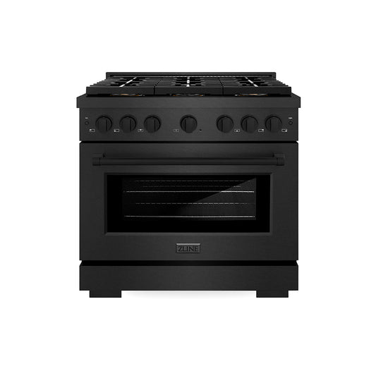 ZLINE 36 in. 5.2 cu. ft. Paramount Dual Fuel Range with 6 Burner DuoPro™ Cooktop and Electric Convection Oven in Black Satin Stainless Steel (PSDRBS-36)
