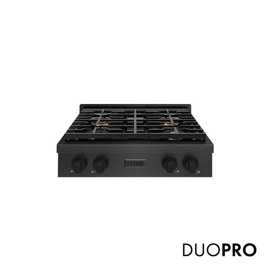 ZLINE 30 in. Paramount Gas Rangetop with 4 Burner DuoPro™ Cooktop in Black Satin Stainless Steel (PSRTBS-30)