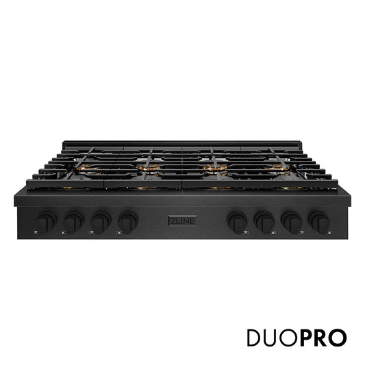 ZLINE 48 in. Paramount Gas Rangetop with 8 Burner DuoPro™ Cooktop in Black Satin Stainless Steel (PSRTBS-48)