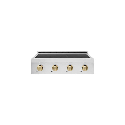 ZLINE Autograph Edition 30 in. Paramount Induction Rangetop with 4 Element Cooktop in Stainless Steel and Champagne Bronze Accents (SINRTZ-30-CB) main image.