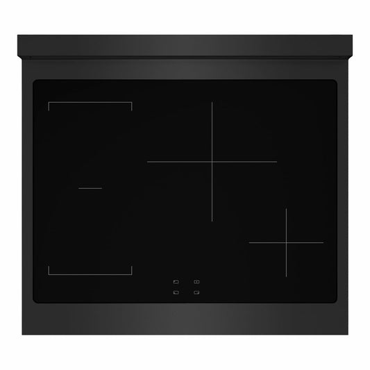 ZLINE 30 in. 4.2 cu. ft. Marino Induction Range with 4 Element Cooktop and Electric Convection Oven in Black Stainless Steel (MINRB-30) top-down, above cooking surface.