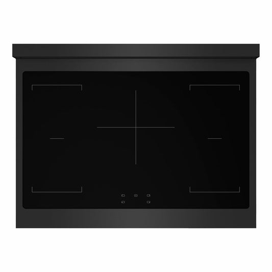 ZLINE 36 in. 5.2 cu. ft. Marino Induction Range with 5 Element Cooktop and Electric Convection Oven in Black Stainless Steel (MINRB-36) top-down, above cooking surface.