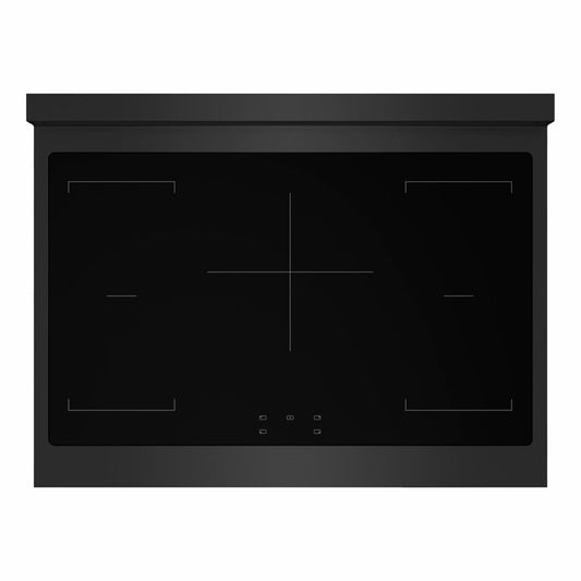 ZLINE Autograph Edition 36 in. 5.2 cu. ft. Marino Induction Range with 5 Element Cooktop and Electric Convection Oven in Black Stainless Steel with Champagne Bronze Accents (MINRBZ-36-CB) top-down, above cooktop.