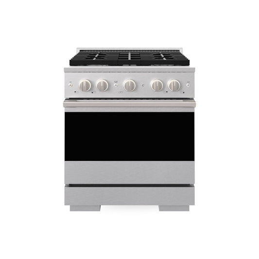 ZLINE 30 in. 4.2 cu. ft. Marino Gas Range with Convection Gas Oven in Satin Stainless Steel with 4 Brass Burners (MGRS-BR-30) main image.