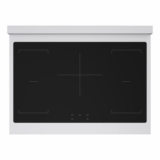 ZLINE Autograph Edition 36 in. 5.2 cu. ft. Marino Induction Range with 5 Element Cooktop and Electric Convection Oven in Stainless Steel with Matte Black Accents (MINRZ-36-MB) top-down, above cooking surface.