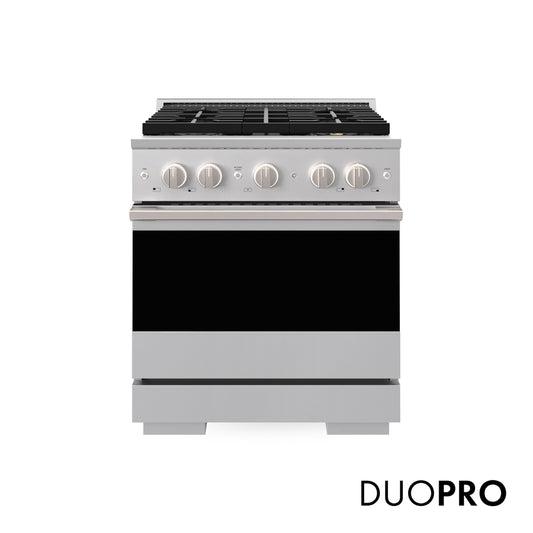 ZLINE 30 in. 4.2 cu. ft. Marino Gas Range with 4 Burner DuoPro™ Cooktop and Convection Gas Oven in Stainless Steel (PMGR30) main image.