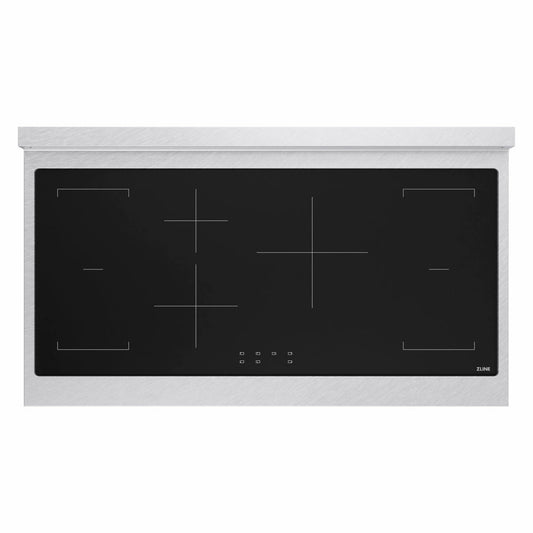 ZLINE 48 in. Paramount Induction Rangetop with 7 Element Cooktop in Satin Stainless Steel (SINRTS-48) top-down, above cooking surface.