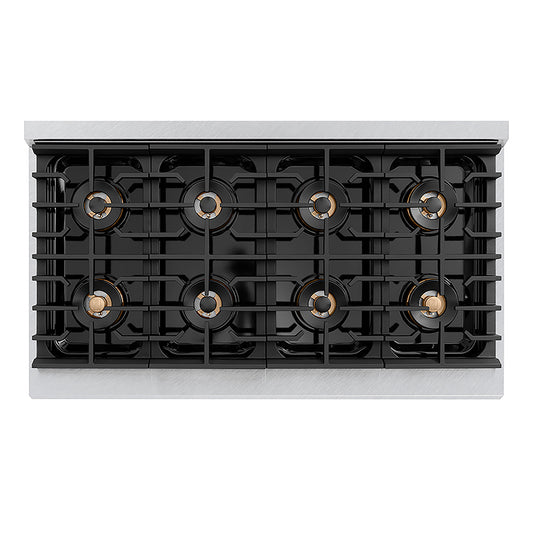 ZLINE Autograph Edition 48 in. 6.7 cu. ft. Paramount Dual Fuel Range with 8 Burner DuoPro™ Cooktop and Dual Ovens in Satin Stainless Steel and Champagne Bronze Accents (PSDRSZ-48-CB)