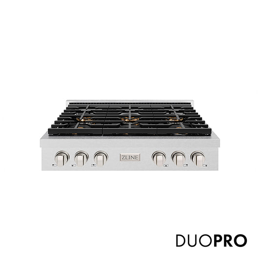 ZLINE 36 in. Paramount Gas Rangetop with 6 Burner DuoPro™ Cooktop in Satin Stainless Steel (PSRTS-36)