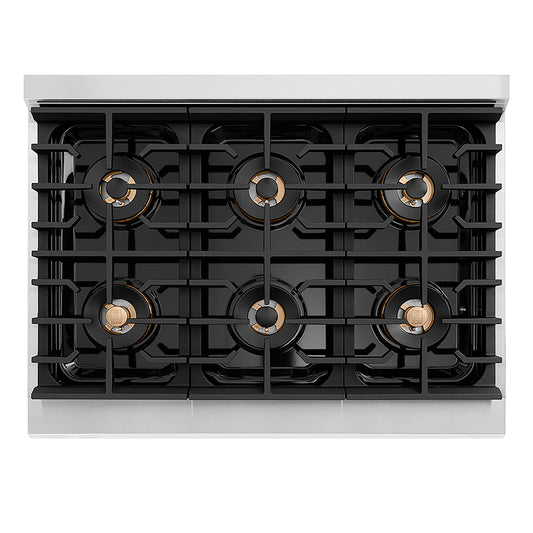 ZLINE 36 in. 5.2 cu. ft. Paramount Gas Range with 6 Burner DuoPro™ Cooktop and Convection Gas Oven in Stainless Steel (PSGR36)