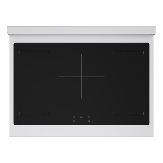 ZLINE Autograph Edition 36 in. 5.2 cu. ft. Paramount Induction Range with 5 Element Cooktop and Electric Convection Oven in Stainless Steel with Champagne Bronze Accents (SINRZ-36-CB) top-down, above cooktop.