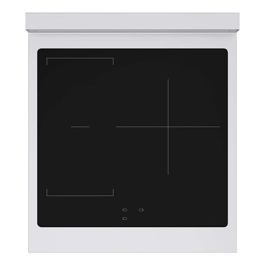 ZLINE Autograph Edition 24 in. 3.2 cu. ft. Paramount Induction Range with 3 Element Cooktop and Electric Convection Oven in Stainless Steel with White Matte Door and Champagne Bronze Accents (SINRZ-WM-24-CB) top-down, above cooktop.