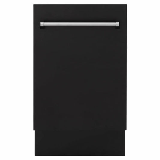 ZLINE 18 in. Tallac Series 3rd Rack Dishwasher with Auto Door Open Drying, 51dBa, Black Matte Panel (DWV-BLM-18) main image.