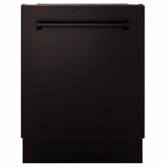 ZLINE 24 in. Tallac Series 3rd Rack Dishwasher with Auto Door Open Drying, 51dBa, Oil-Rubbed Bronze Panel (DWV-ORB-24) main image.