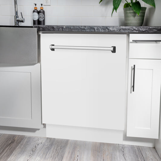 ZLINE 24 in. Tallac Series 3rd Rack Dishwasher with Auto Door Open Drying, 51dBa, White Matte Panel (DWV-WM-24)