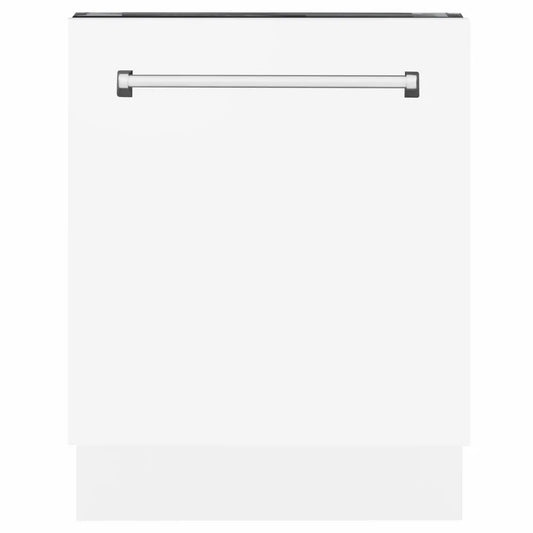 ZLINE 24 in. Tallac Series 3rd Rack Dishwasher with Auto Door Open Drying, 51dBa, White Matte Panel (DWV-WM-24) main image.