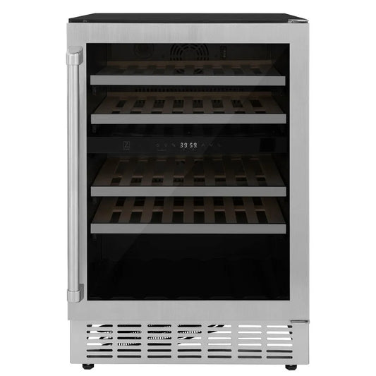 ZLINE 24 in. Monument Dual Zone 44-Bottle Wine Cooler in Stainless Steel (RWV-UD-24) main image.