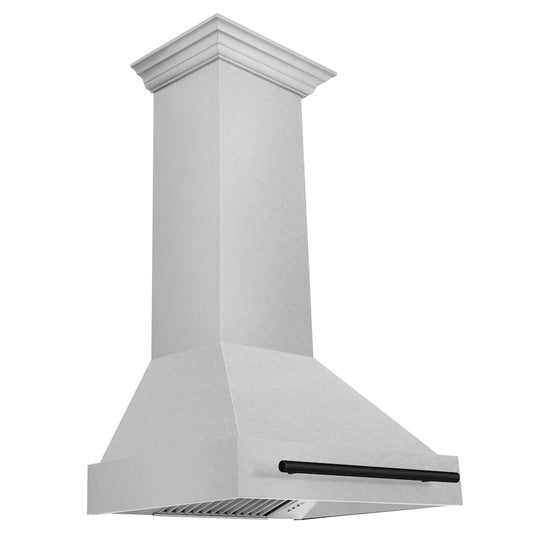 ZLINE Autograph Edition 30 in. Satin Stainless Steel Wall Mount Range Hood with Matte Black Handle (8654SNZ-30-MB)