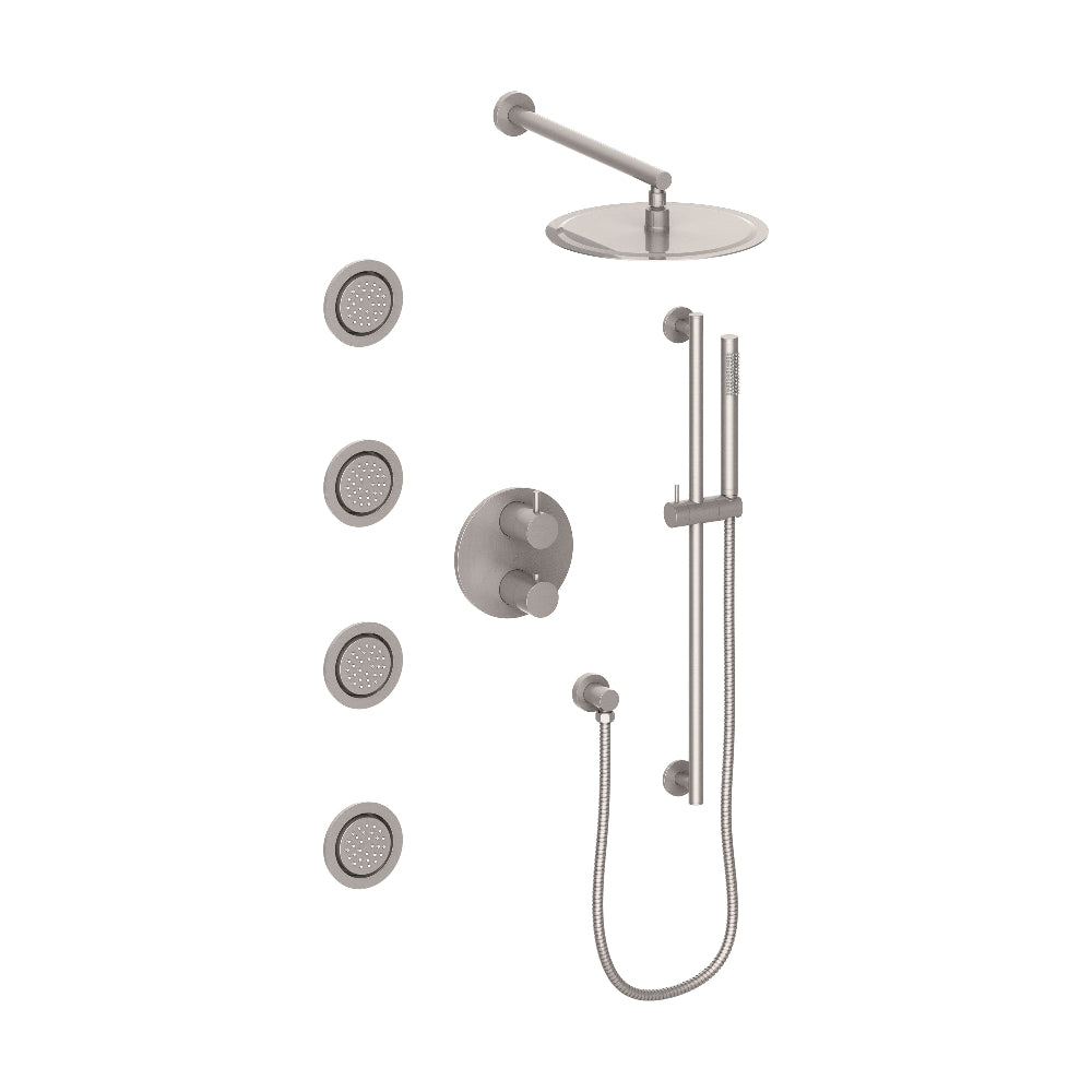 Emerald Bay Thermostatic Shower with Body Jets in Brushed Nickel