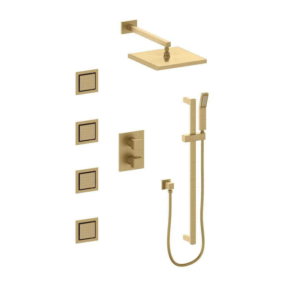 Crystal Bay Thermostatic Shower with Body Jets in Champagne Bronze