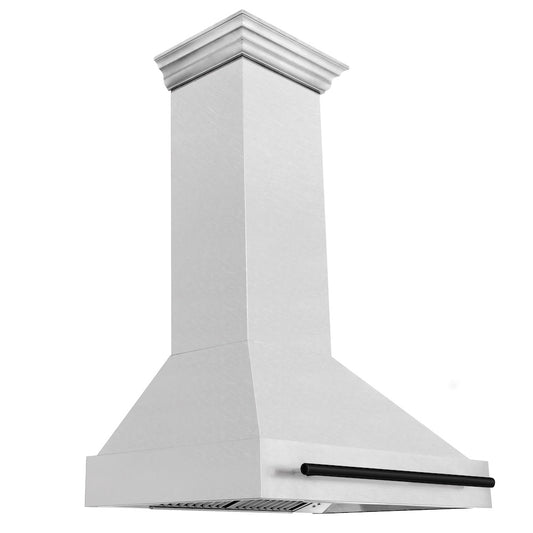 ZLINE Autograph Edition 36 in. Satin Stainless Steel Wall Mount Range Hood with Matte Black Handle (8654SNZ-36-MB)