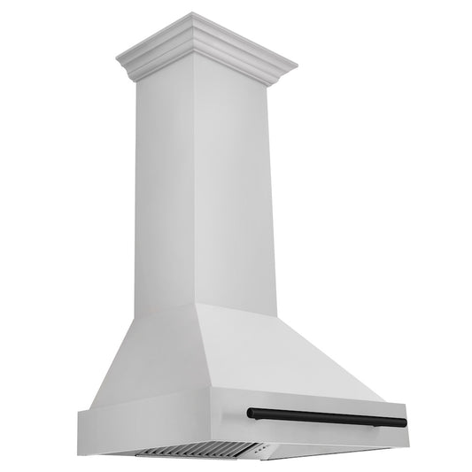 ZLINE Autograph Edition 30 in. Stainless Steel Range Hood with Stainless Steel Shell and Matte Black Handle