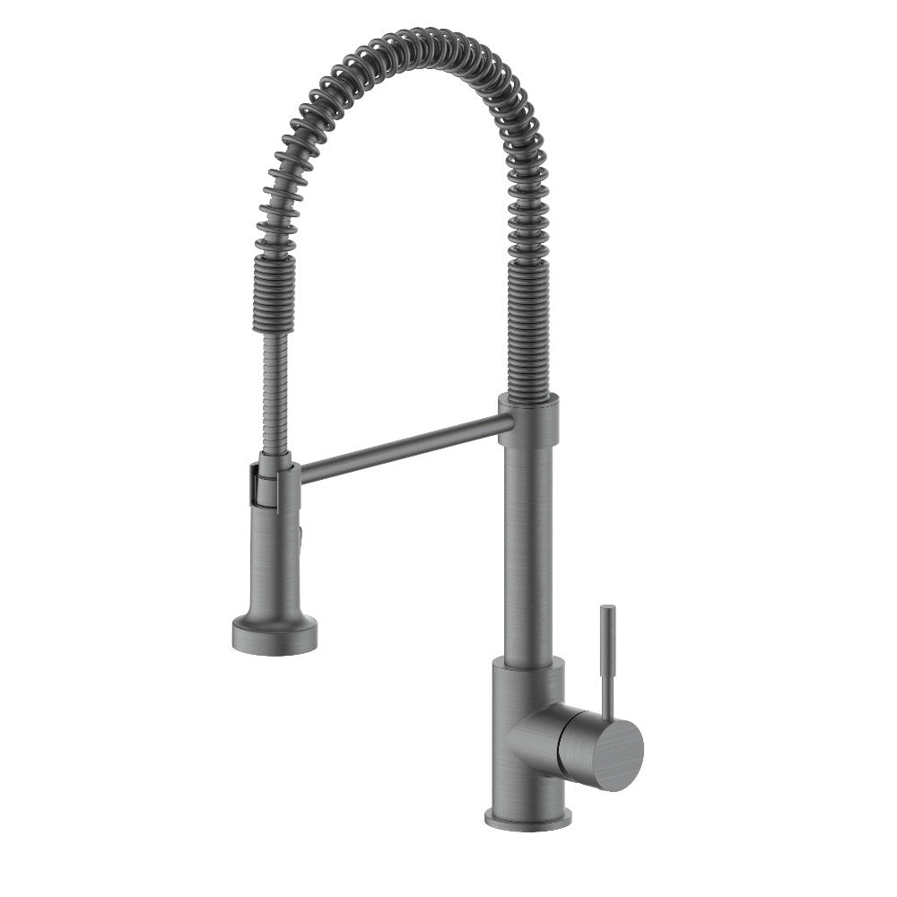 Apollo Pull Down Spring Single Handle Kitchen Faucet in Gun Metal